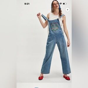 TRICIA FIX X We The Free Embroidered Overalls!!! Size XSmall!! 🔥 🔥 🔥
